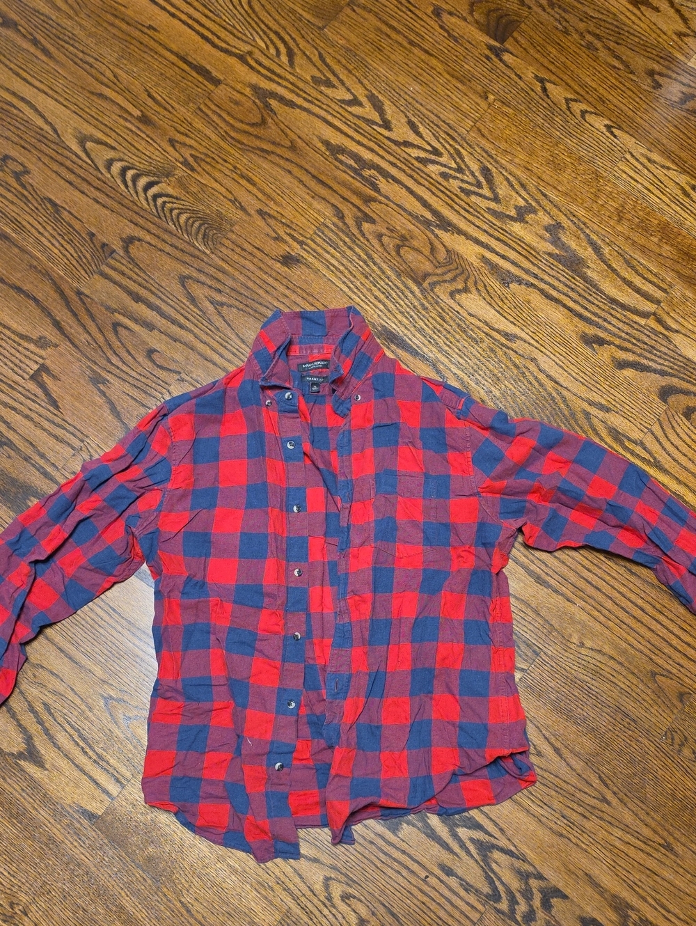 Banana Republic Red and Blue Plaid Button-Down Shirt